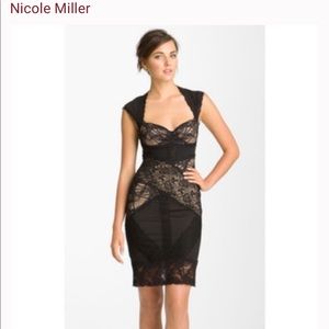Nicole Miller Black Lace Sheath Dress